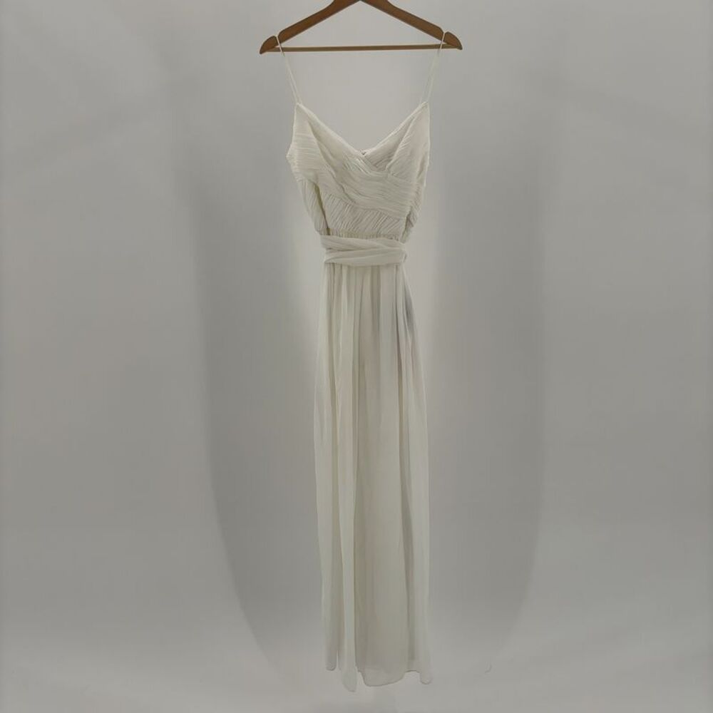 Mac Duggal Flowy Faux Wrap Jumpsuit in White